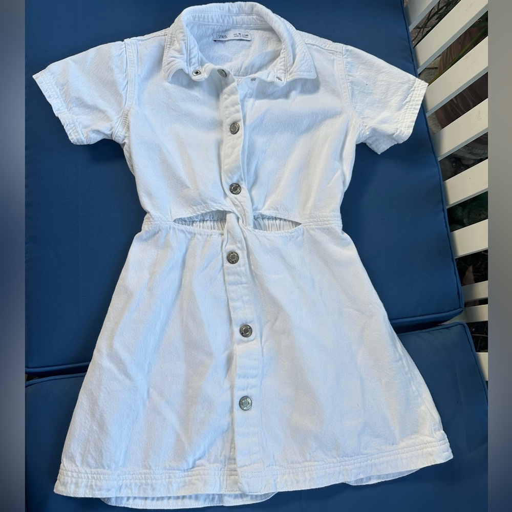 Zara White Button-Down Kids Dress Size 10